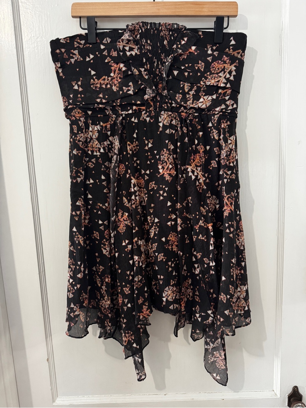 Isabel Marant Black Strapless Mini Dress with Pink Floral Print
